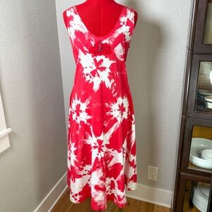 Tropical Cottons Hawaii Red White Floral Sleeveless Dress M